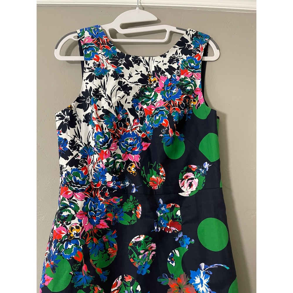 Maeve Anthropologie Womens Floral Polka Dot Mixed Print Open Back Dress Size 8 - Picture 2 of 9